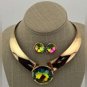 Gold Multicolor Necklace and Earring Set
